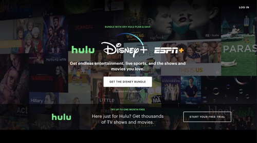Hulu homepage