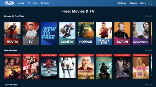 Home page of Vudu