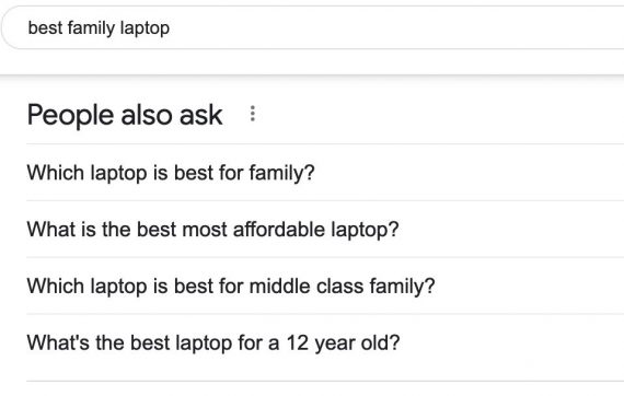 Sample "People also search" for "best family laptop"
