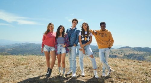 Screenshot of five teenage actors from the American Eagle campaign