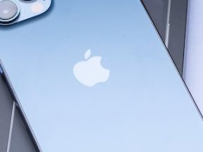 Photo of the back of an iPhone showing the Apple logo
