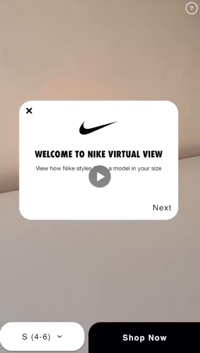 Captura de pantalla de Nike Virtual View en un teléfono