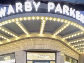 Screenshot of Warby Parker post showing the outside of a physical store