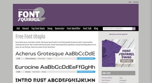 Home page of Font Squirrel