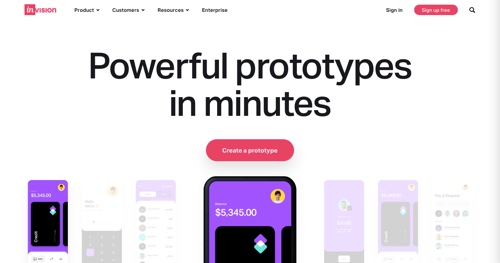 Home page of InVision