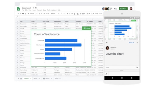 Google Sheets home page.