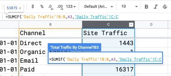 Screenshot showing Column C as the sum range. Screenshot showing Column C as the sum range.