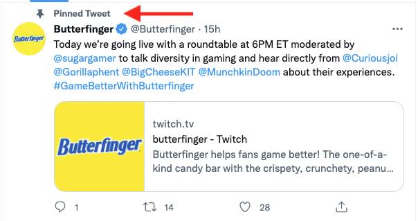 Butterfinger posted a tweet announcing the roundtable discussion live.