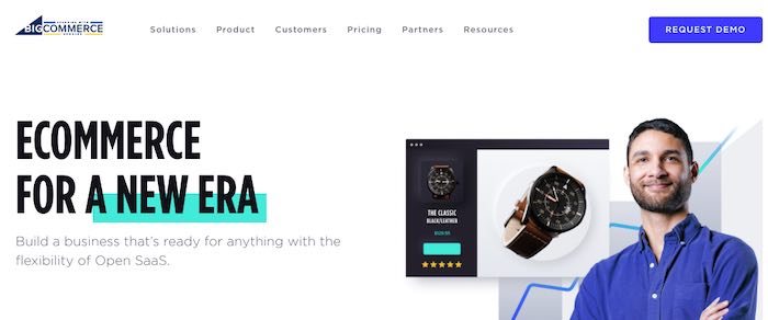 Screenshot of BigCommerce home page