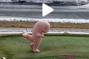 Screenshot from Vineyard Vines' video showing a "whale" walking in a humorous video