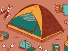 Partial screenshot from REI of a camping scene illustration