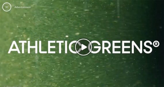 Screenshot of a streaming video ad by Athletic Greens