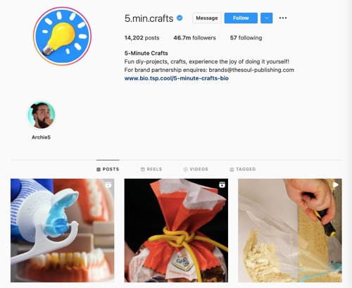 5 Minute Crafts Instagram perfil