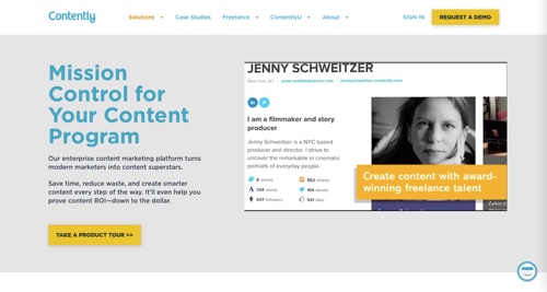 Screenshot of a web page from Contently