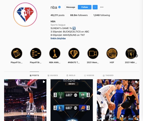 Perfil do Instagram da NBA