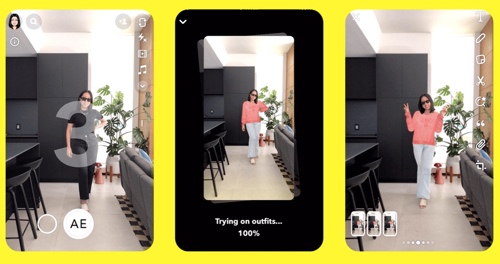 Image of Snap AR Shopping experience while trying on outfits.
