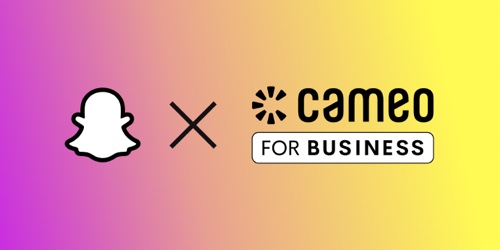Imagem dos logotipos do Snapchat e Cameo for Business.