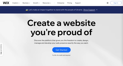 Screenshot of Wix.com