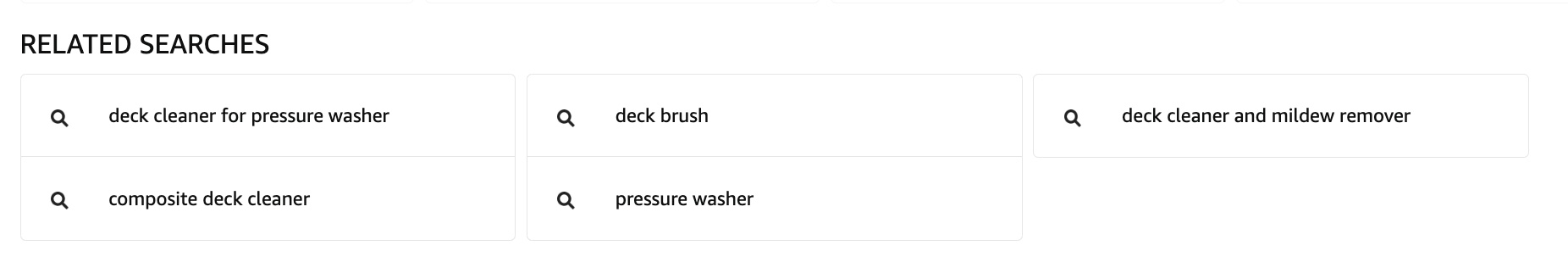 Screenshot of related searches for "deck cleaner"