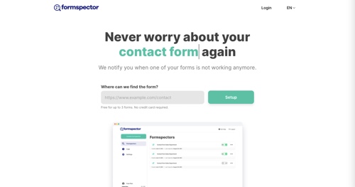 Screenshot of Formspector homepage
