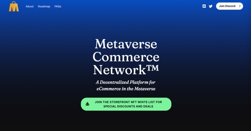 Screenshot of Metaverse Commerce Network.
