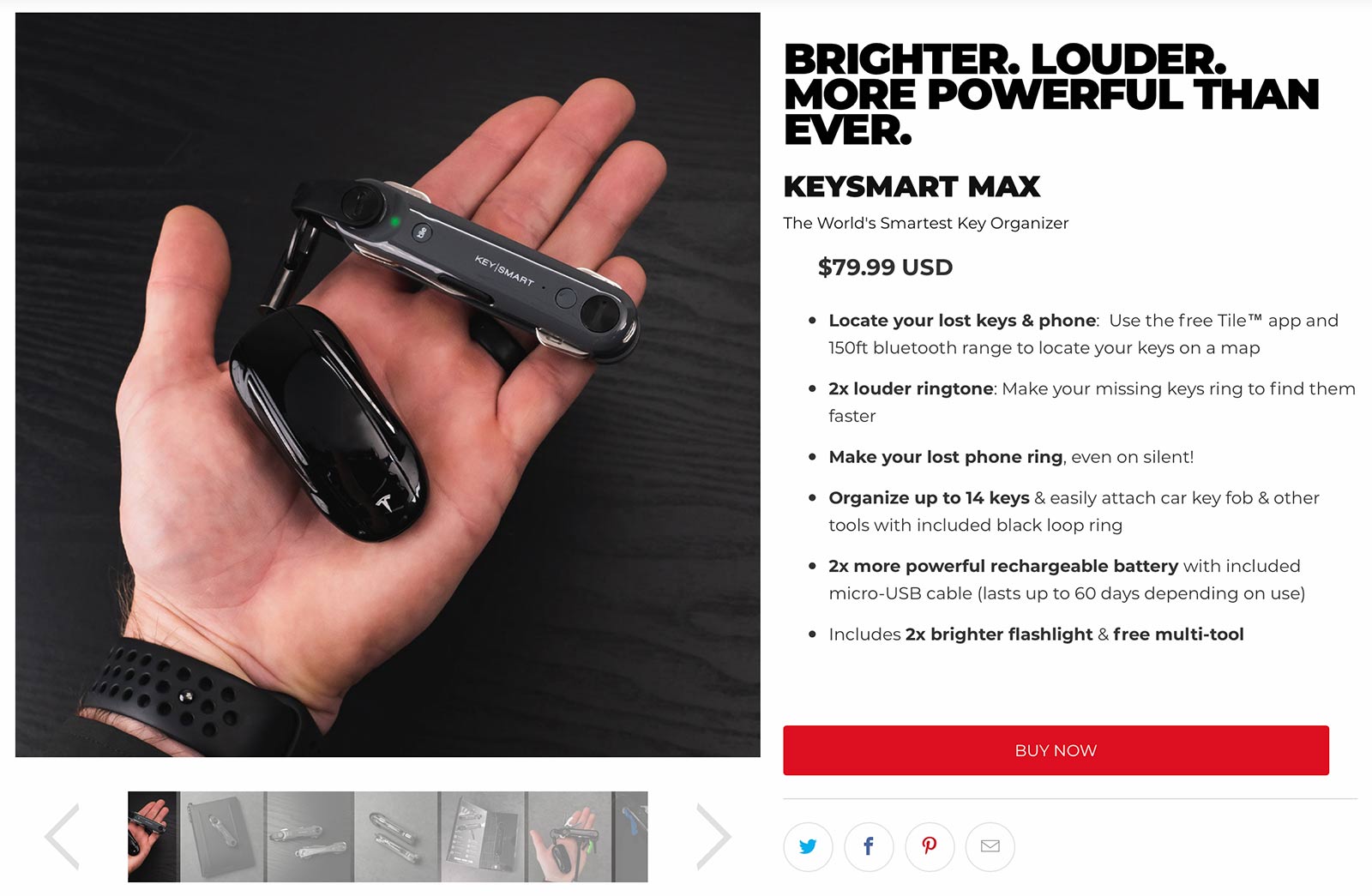 Keysmart product page with image and bullet points