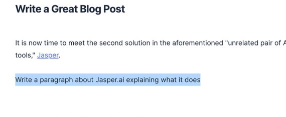Screenshot of the Jasper page with suggested text