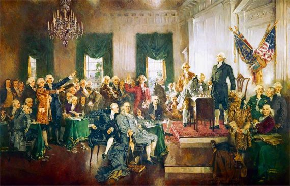 Screenshot of Chandler Christy's 1940 painting of the Constitutional Convention