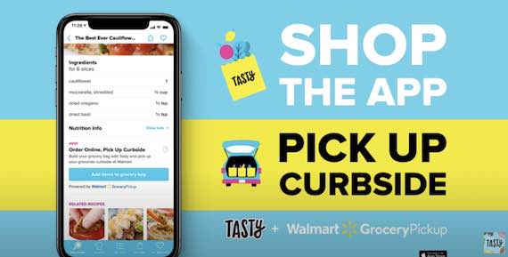Screenshot of YouTube video: The Tasty App Just Got Better: Shop Recipes Instantly.