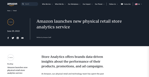 Screenshot of Amazon Blog explaining Store Analytics