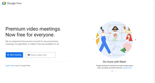 Screenshot of Google Meet.