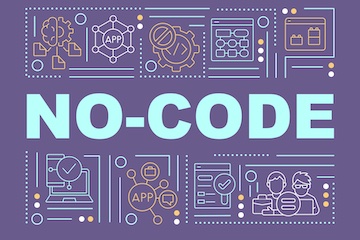 Illustration of programming concepts with the words "No Code"