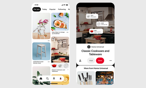 Smartphone screenshots for Pinterest - Product Tagging on Pins