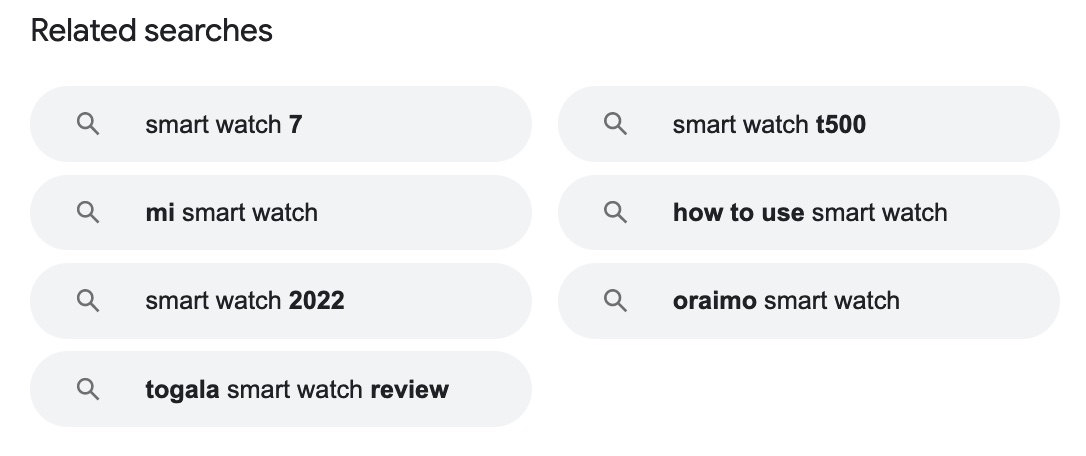 Screenshot of "Related searches" on Google Videos