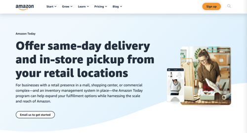 Screenshot from Amazon's website promoting same-day delivery.