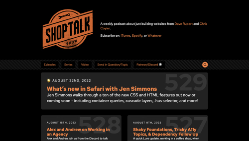 Screenshot of ShopTalk Show home page.