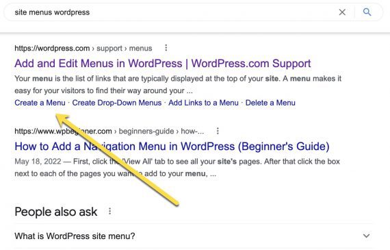 Example of cross-site sitelinks in Google search results.