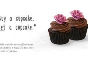 Screenshot of cupcake email offer from The Bakerista