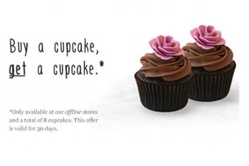 Screenshot of cupcake email offer from The Bakerista