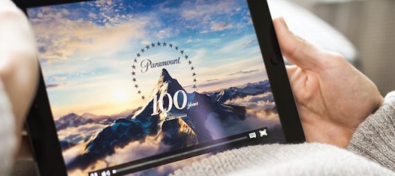 Paramount movie streaming on a tablet