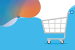 Shopping cart icon on colorful background