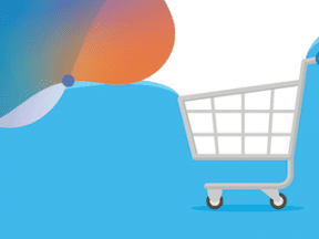 Shopping cart icon on colorful background