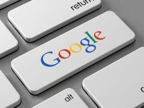 Illustration of Google logo on a keyboard
