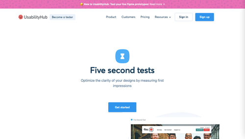 Site Web UsabilityHub - Tests en cinq secondes.
