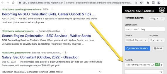 Screenshot of SEO Search Simulator