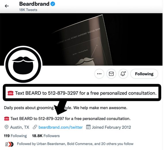 Captura de pantalla del perfil de Twitter de Beardbrand