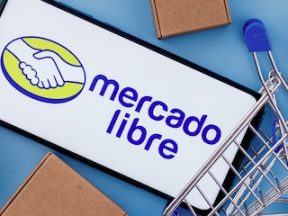 Photo of a smartphone with Mercado Libre logo on the screen