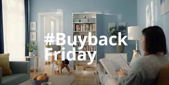 Captura de pantalla de la campaña #Buyback Friday de IKEA en YouTube.