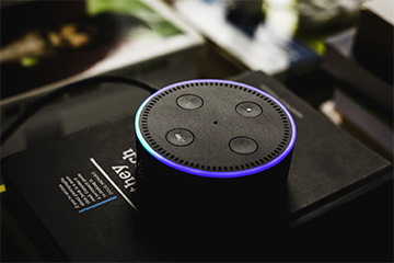 Photo of an Alexa Echo Dot device