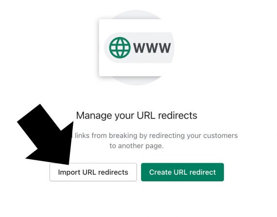 Screenshot of "Manage your URL redirects" in Shopify admin